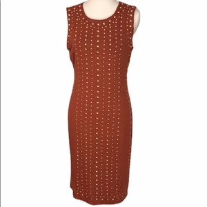 Philosophy Gold studded rust midi dress